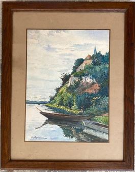 Landscape with a boat - R. Chausson