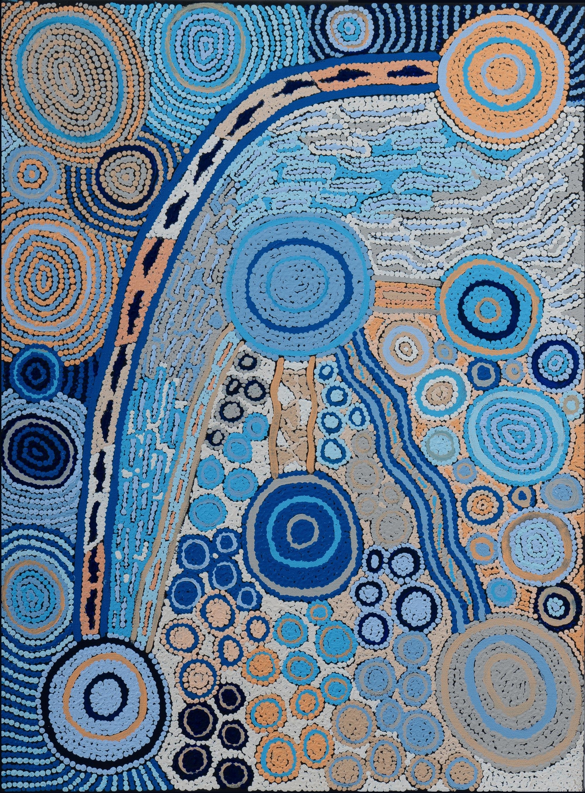 Artwork by Bess Napanangka Poulson, Water Dreaming, Made of Acrylic on Canvas