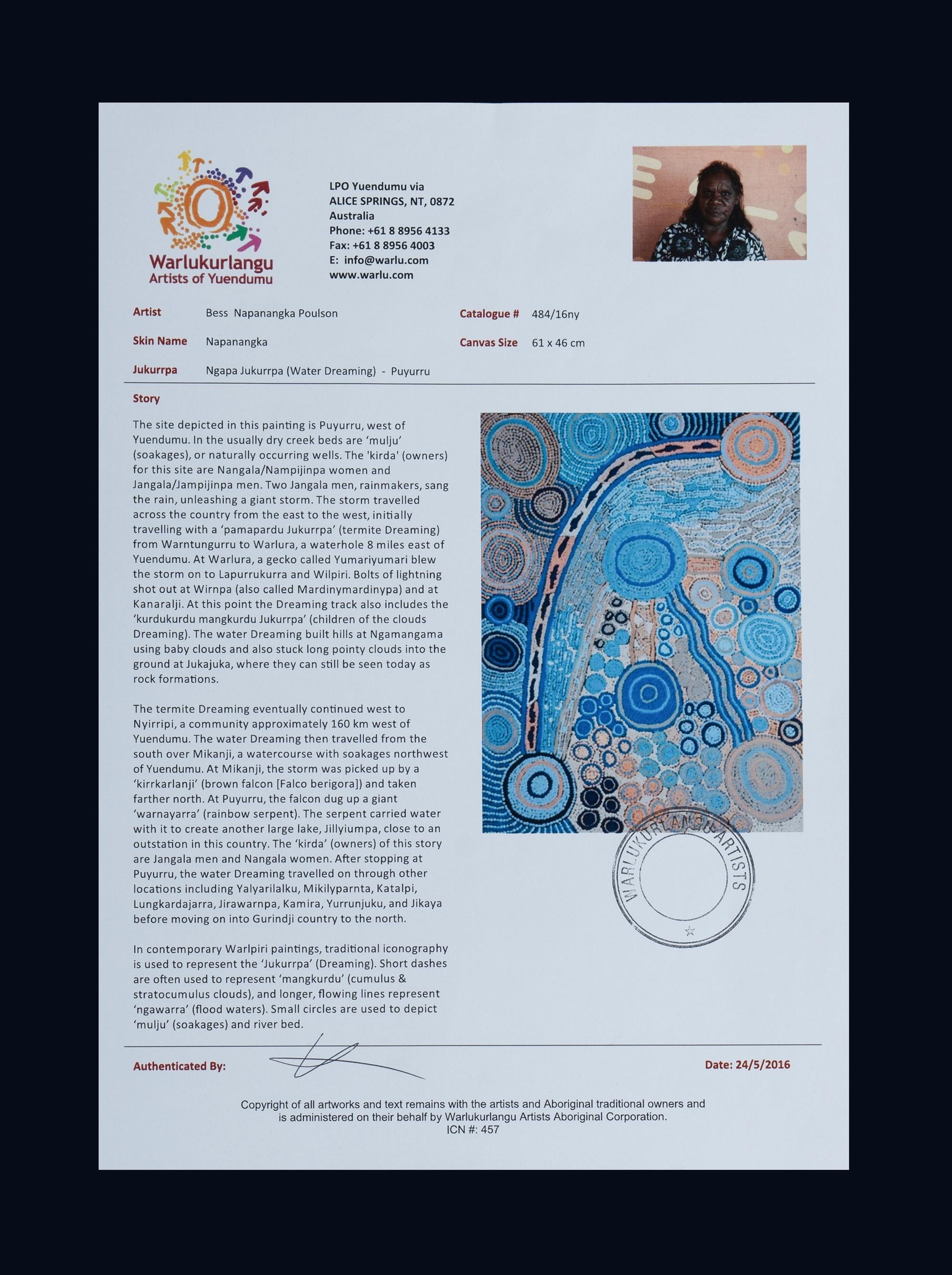 Artwork by Bess Napanangka Poulson, Water Dreaming, Made of Acrylic on Canvas