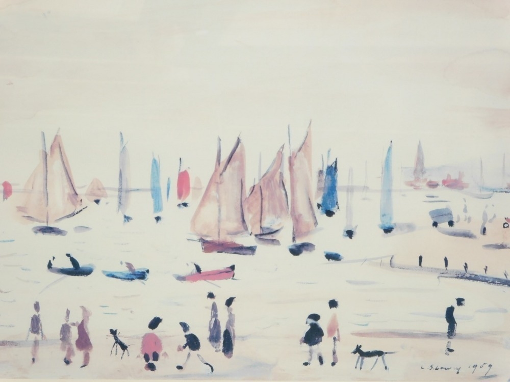 Artwork by Laurence Stephen Lowry, Yachts (1959), Made of coloured print