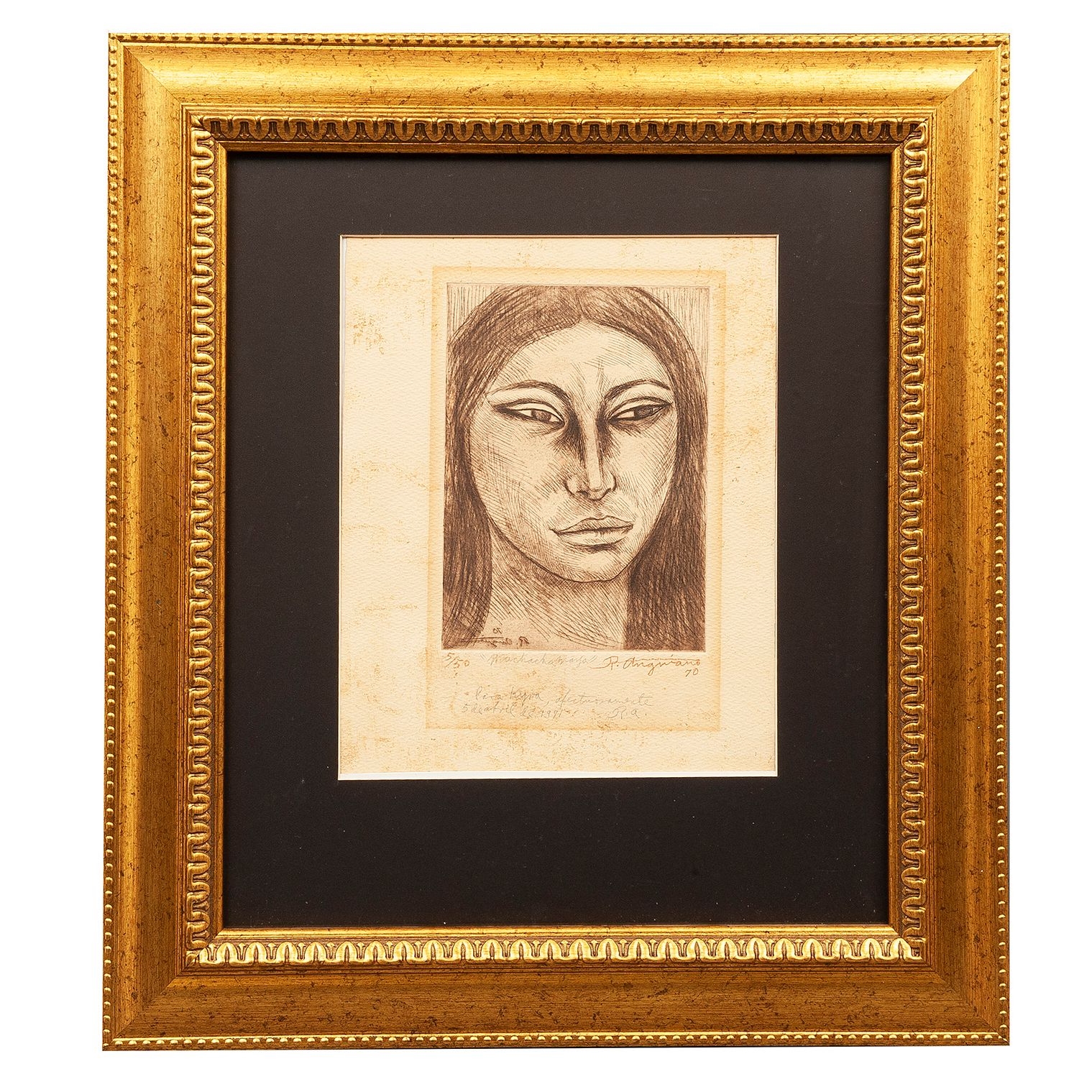 Raúl Anguiano | Retrato de indigena en sepia (70) | MutualArt