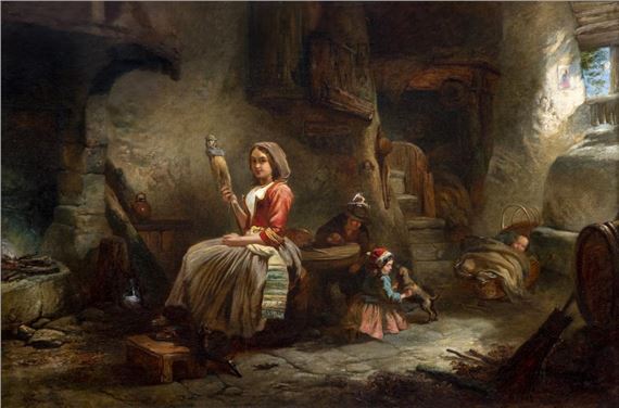 "Interior-Brittany" by John Vivian, dated 1857