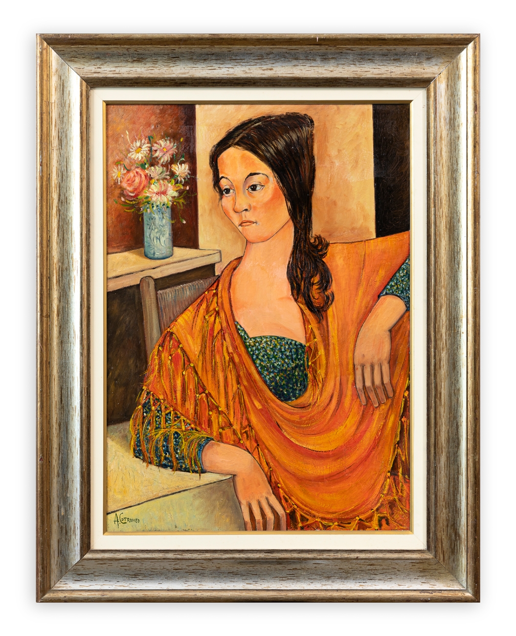 Artwork by Antonio Cotroneo, Donna con scialle, Made of oil on canvas