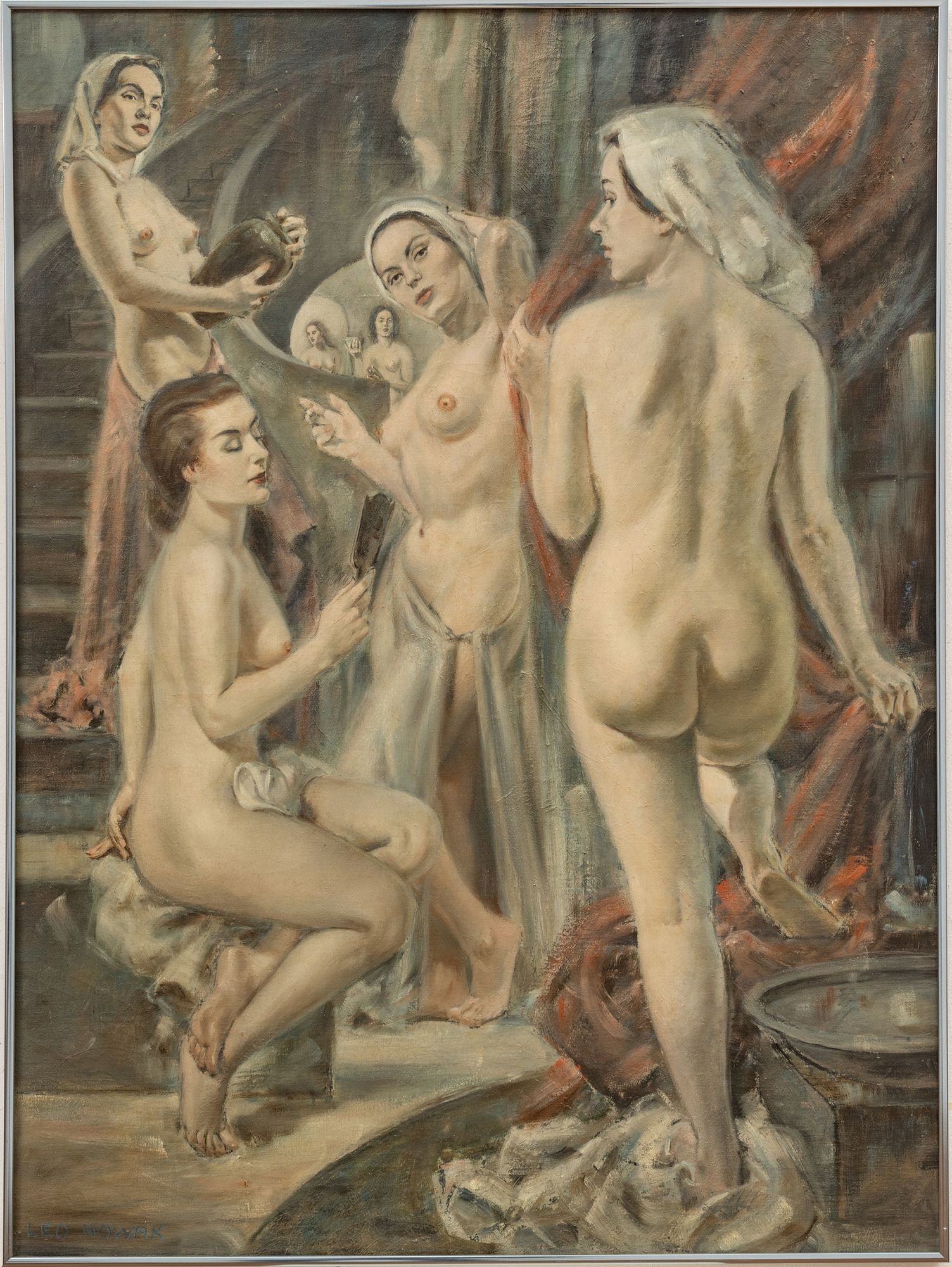 Artwork by Leo Nowak, Feminine Retreat, Made of Oil On Canvas