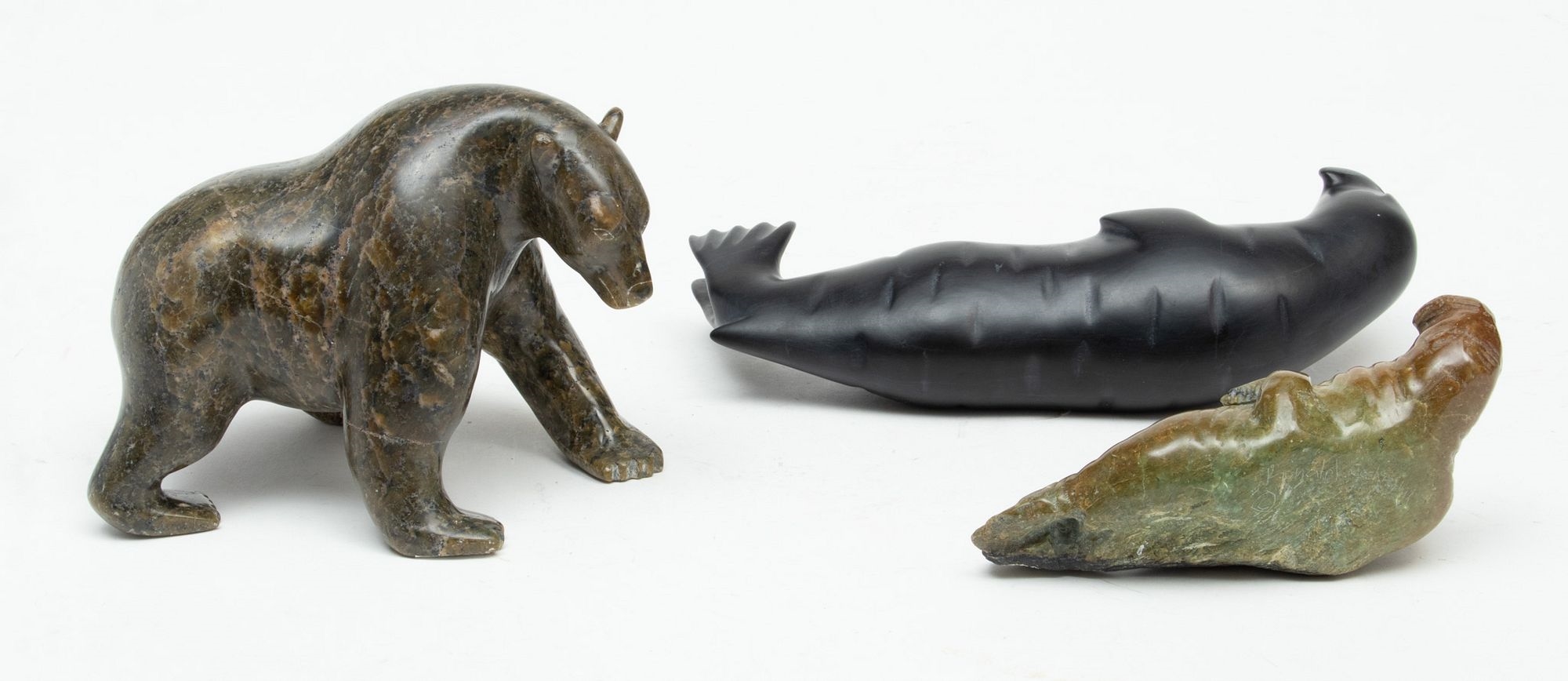 Artwork by Jimmy Pitaloosie, Bear, Walrus & Seal, Made of Stone Carving