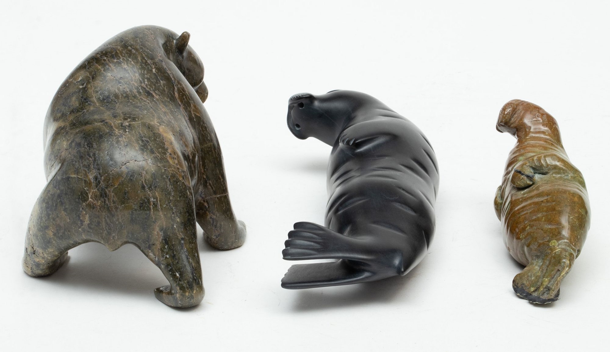Artwork by Jimmy Pitaloosie, Bear, Walrus & Seal, Made of Stone Carving
