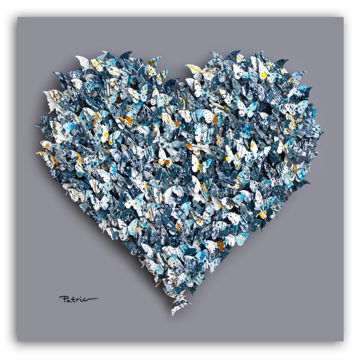 Artwork by Patricia Govezensky, Heart, Made of 3D Metal Art on Wood