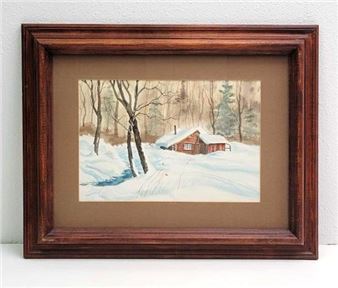 Winter Cabin Landscape - Janis C. Neill