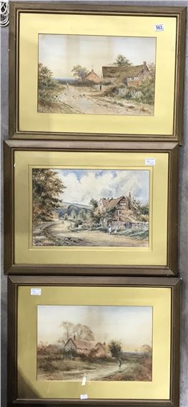 figures and cottage in rural landscape - Charles Kemp