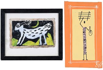 Two paintings: Animal Series X , Untitled - Pamela Smilow