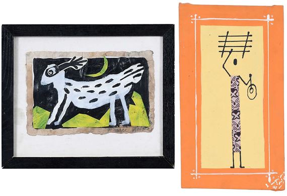 Two paintings: Animal Series X , Untitled by Pamela Smilow