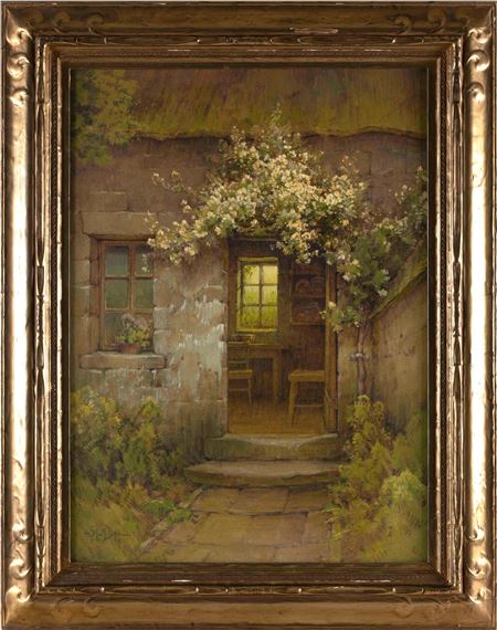 Flower-covered doorway. by Hezekiah Anthony Dyer