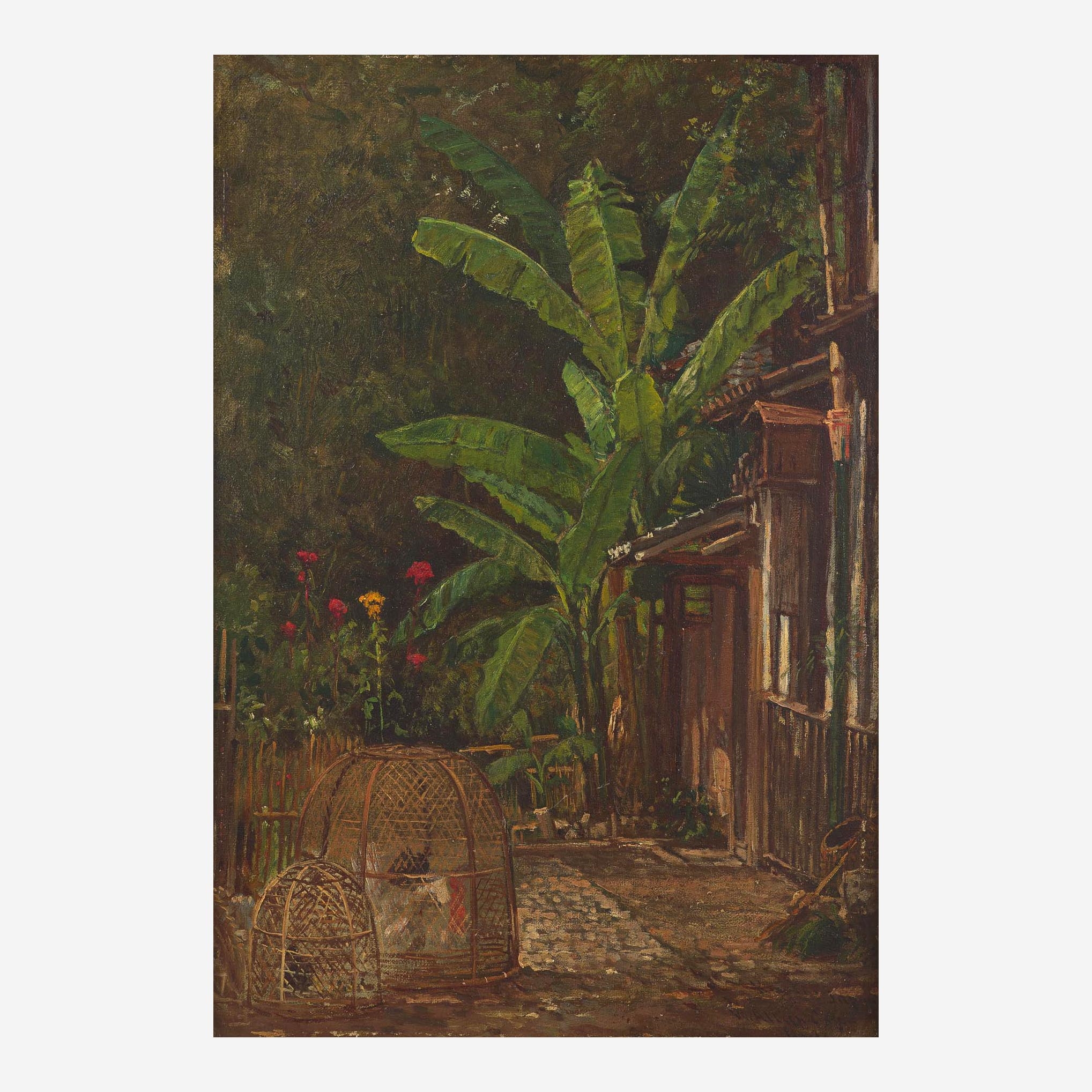 Artwork by Winckworth Allan Gay, Japanese Farmyard, Made of oil on canvas laid down to board