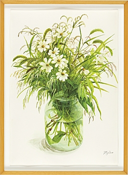 Artwork by Fujiko Hashimoto, Flowers in vacant space; Bouquet of the red rose; My garden, September; My garden, September, Made of watercolor on paper; digital print; digital print on canvas