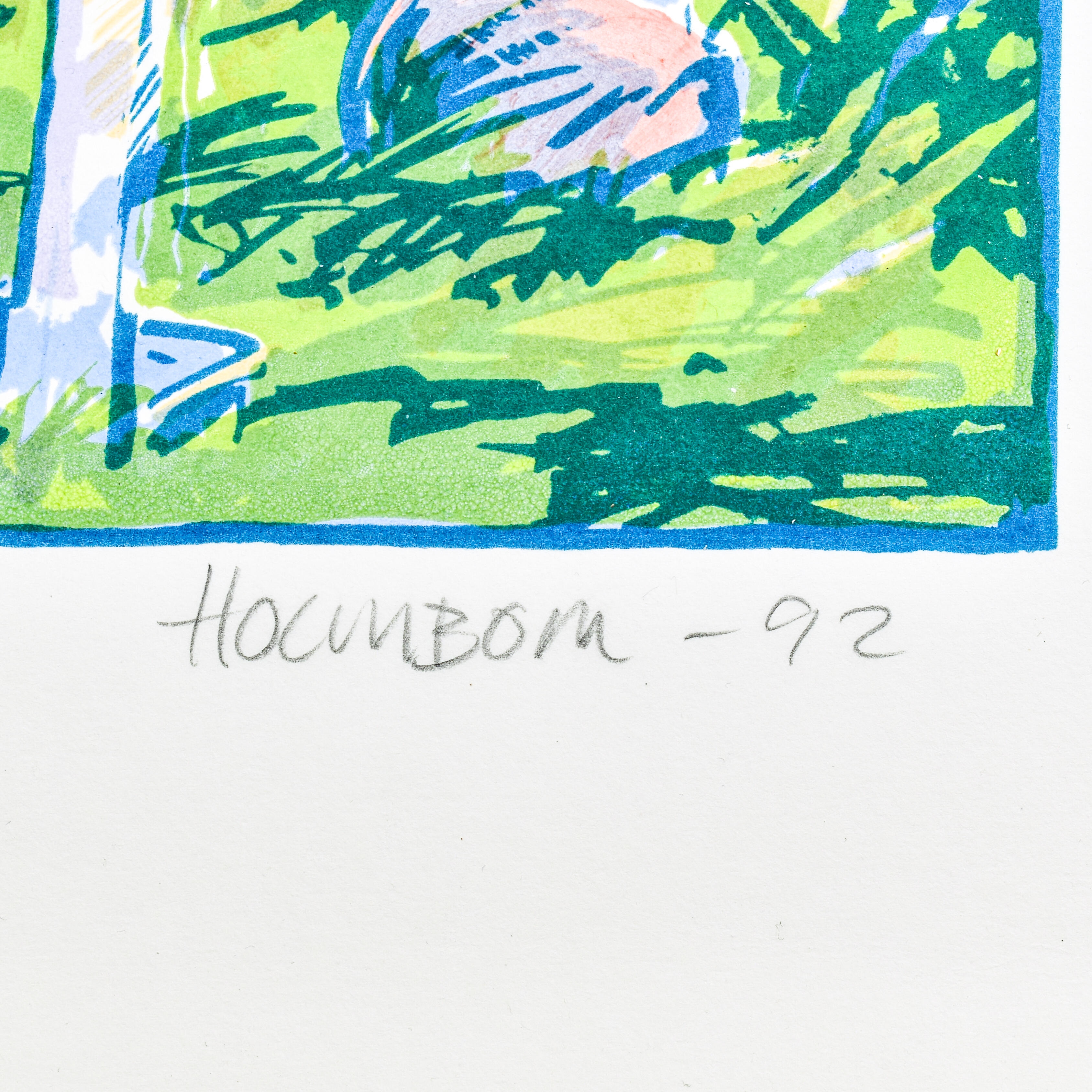 Artwork by Lennart Holmbom, "In the garden", Made of Color Lithography