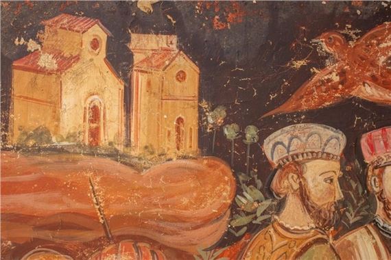 Ambrogio Lorenzetti | Landscape hunting scene with figures, horses ...
