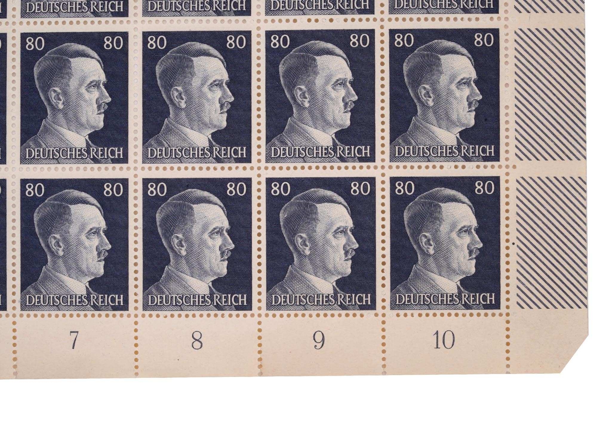 Adolf Hitler A 1930 to 1940s Nazi German stamp sheet. A full