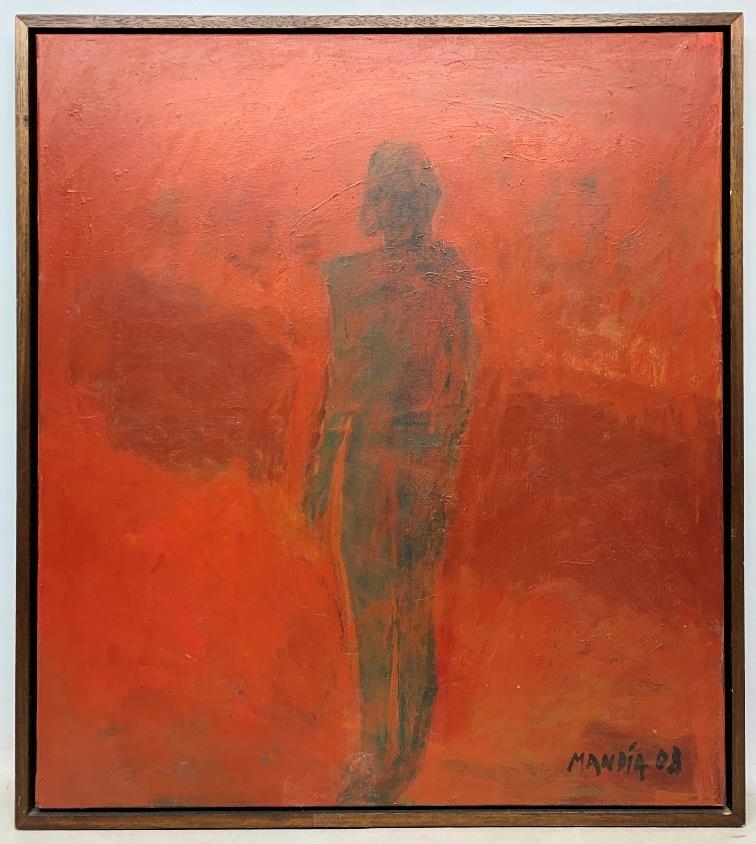 Artwork by Carolina Mandia, Figura en fondo rojo, Made of oil on canvas