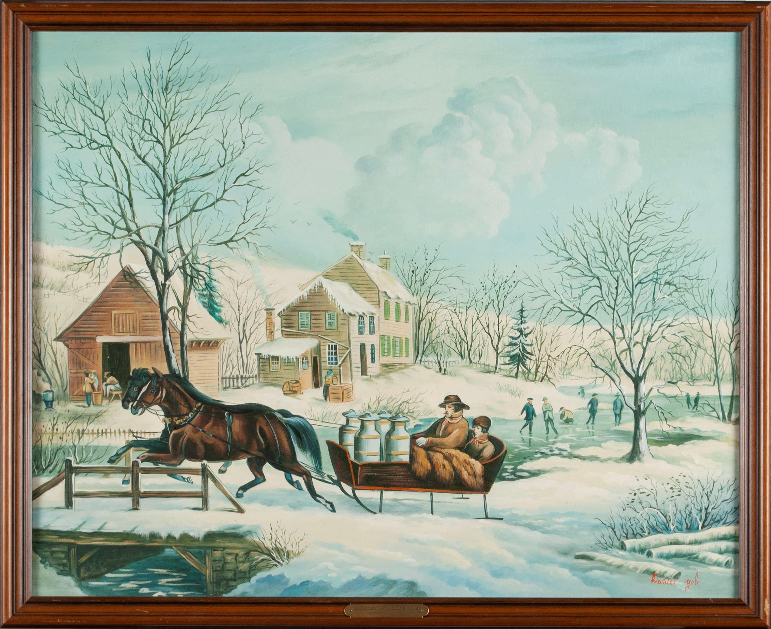 Currier & Ives | Winter scene, a horse drawn sleigh at the forefront