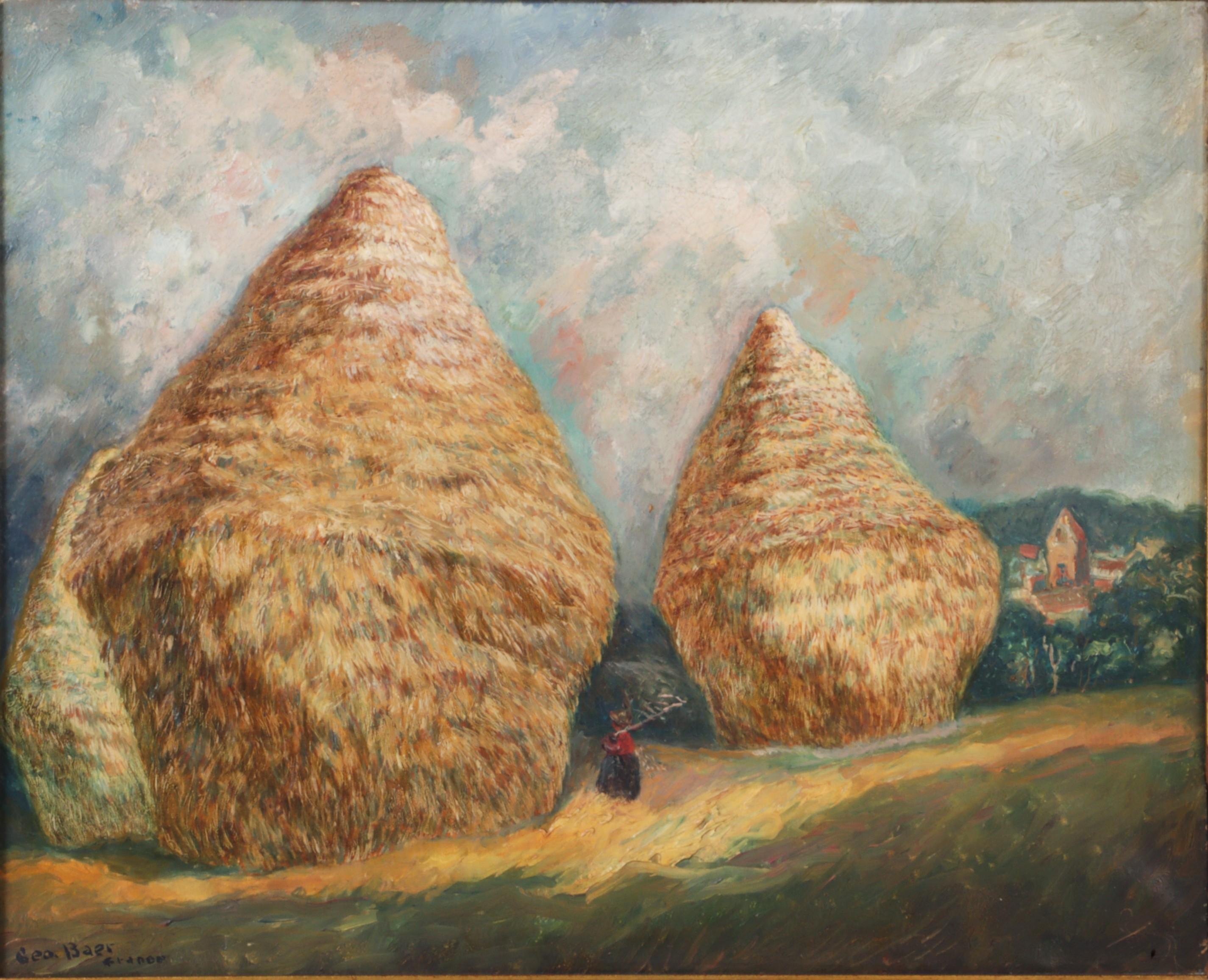 George Baer | Haystacks in French rural landscape | MutualArt