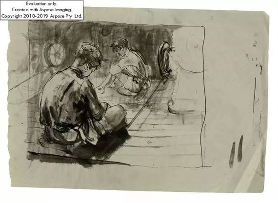 Patrick George | Young men in the hull of a ship | MutualArt