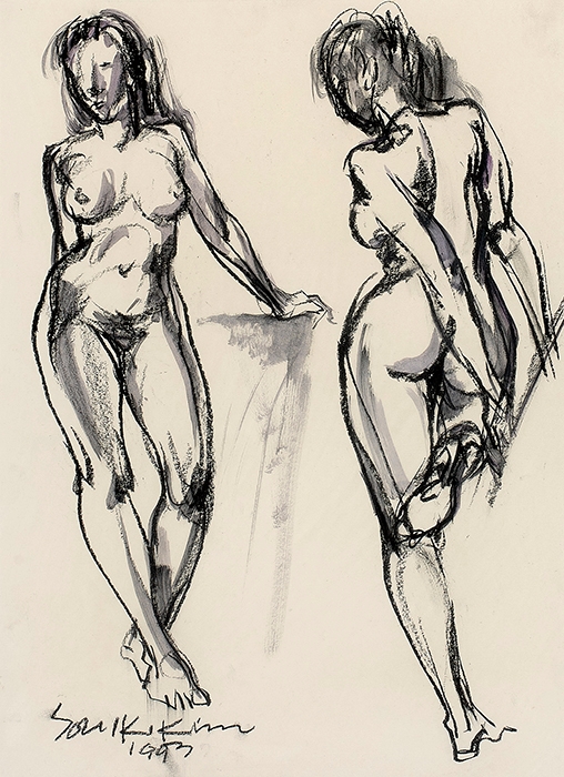 Artwork by Kim Souik, Untitled, Made of conte and watercolor on paper