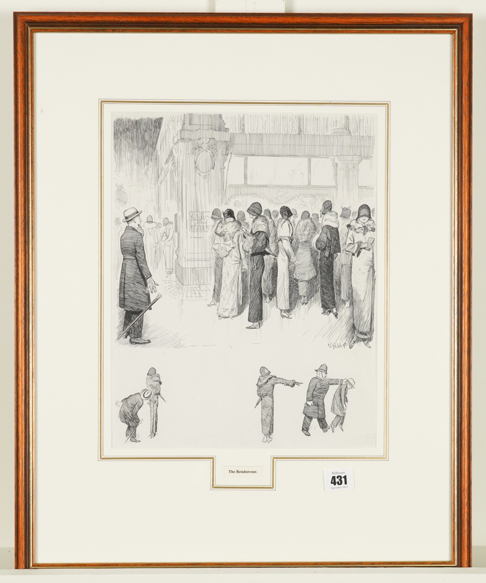 Artwork by David Ghilchik, Manners and Modes: The Rendezvous (The Cloche Hat Period), Made of pen and ink