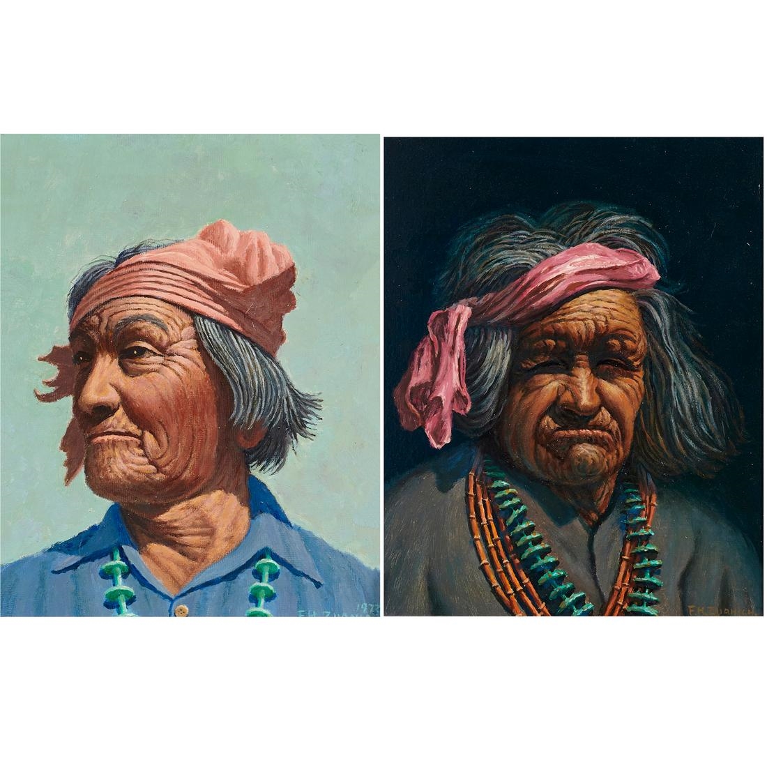 Artwork by Frank H. Zuanich, Native American portraits, Made of oils on canvas
