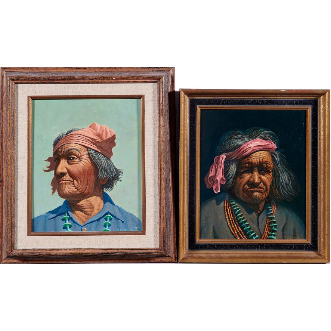 Artwork by Frank H. Zuanich, Native American portraits, Made of oils on canvas