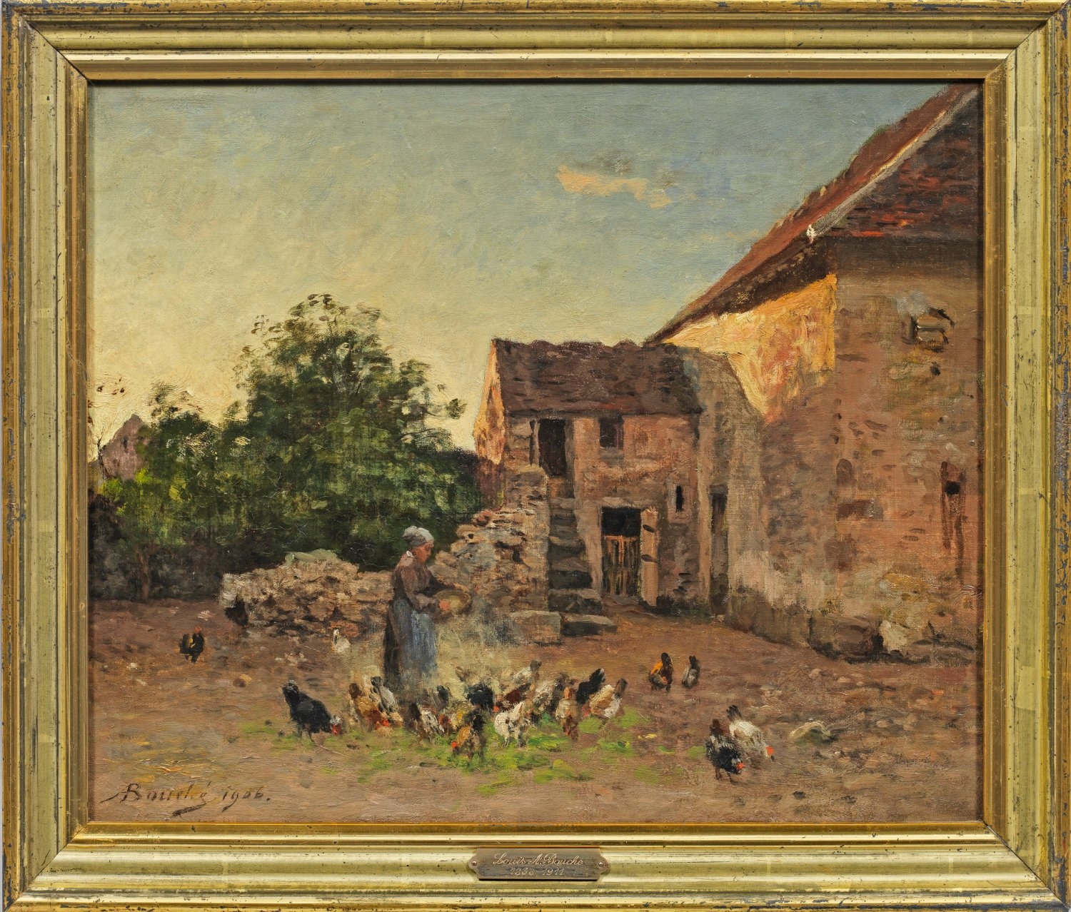 Artwork by Louis Alexandre Bouché, Auf dem Hühnerhof, Made of Oil on canvas
