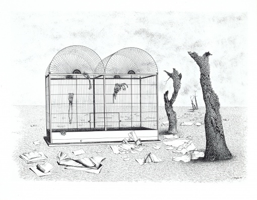 Artwork by Toyen, CACHE - TOI GUERRE!; SCHOVEJ SE VÁLKO, 1944 - 1947, Made of zincography