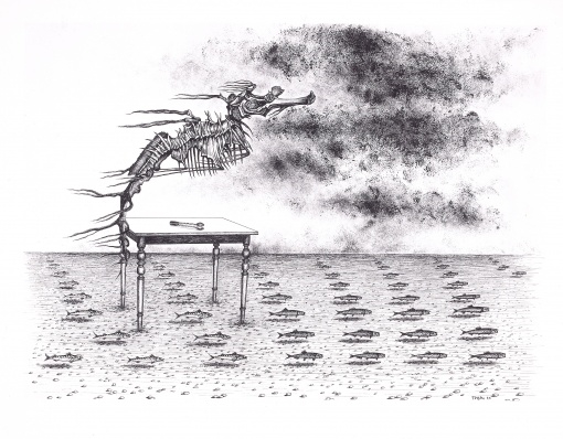 Artwork by Toyen, CACHE - TOI GUERRE!; SCHOVEJ SE VÁLKO, 1944 - 1947, Made of zincography