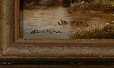 Artwork by Hubert Kaplan, Extensive southern German landscape, Made of oil/wood