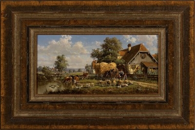Artwork by Hubert Kaplan, Southern German landscape, Made of oil/wood