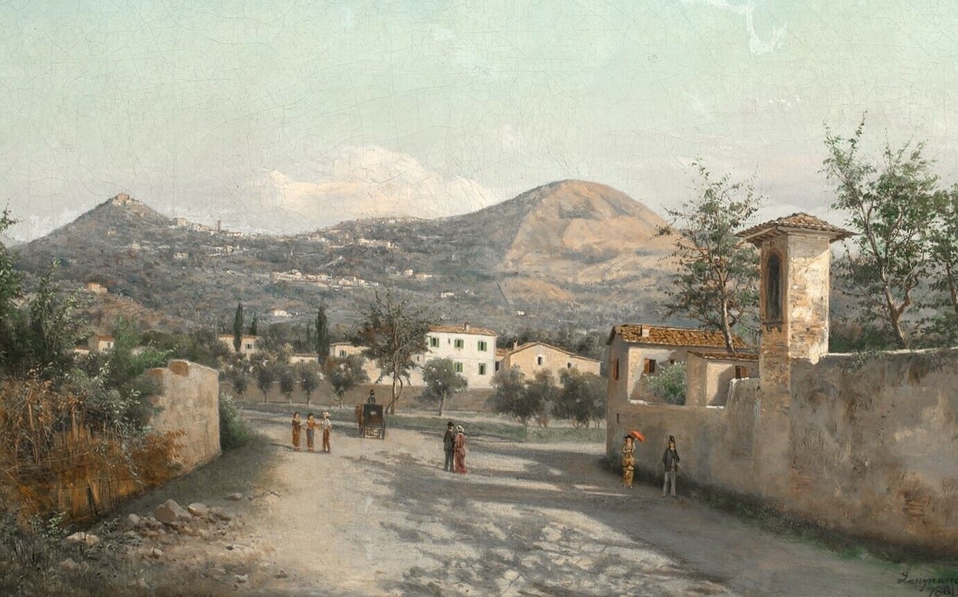 Artwork by Lusignano de Cuppis, VIEW OF SAN NICOLO, SARDINIA OIL PAINTING, Made of OIL PAINTING