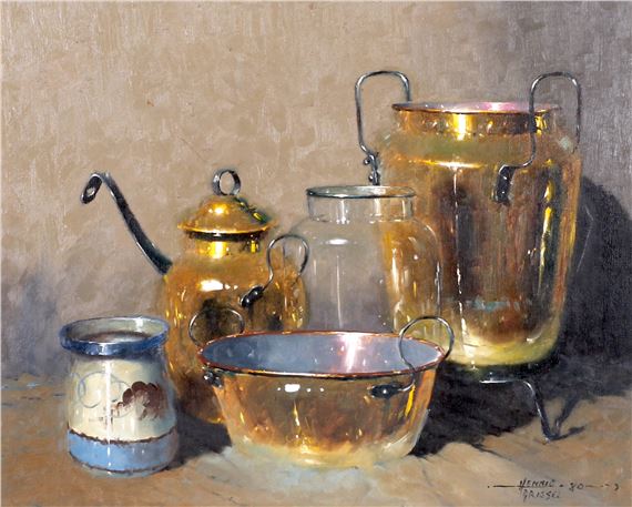 STILL LIFE WITH BRASS WARES by Hennie Griesel