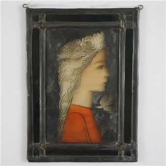 Frauenprofil mit Blumenkranz - Georg Karl Rohde