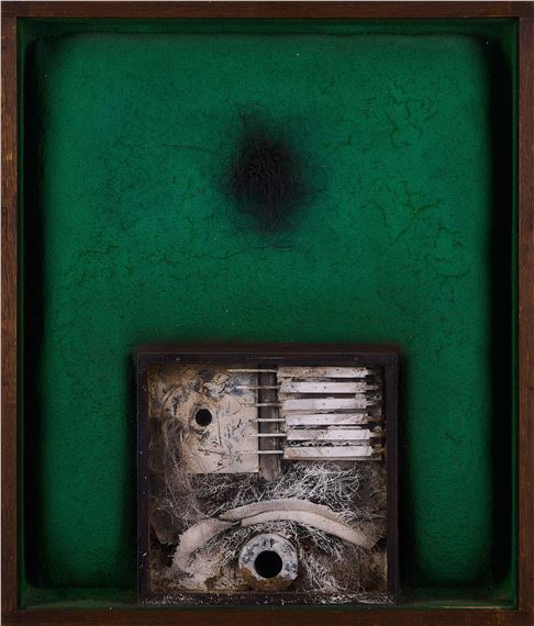 Tele-Landschaft mit Objektschrein III - Cheimgau-Legende by Karl Fred Dahmen, 1971