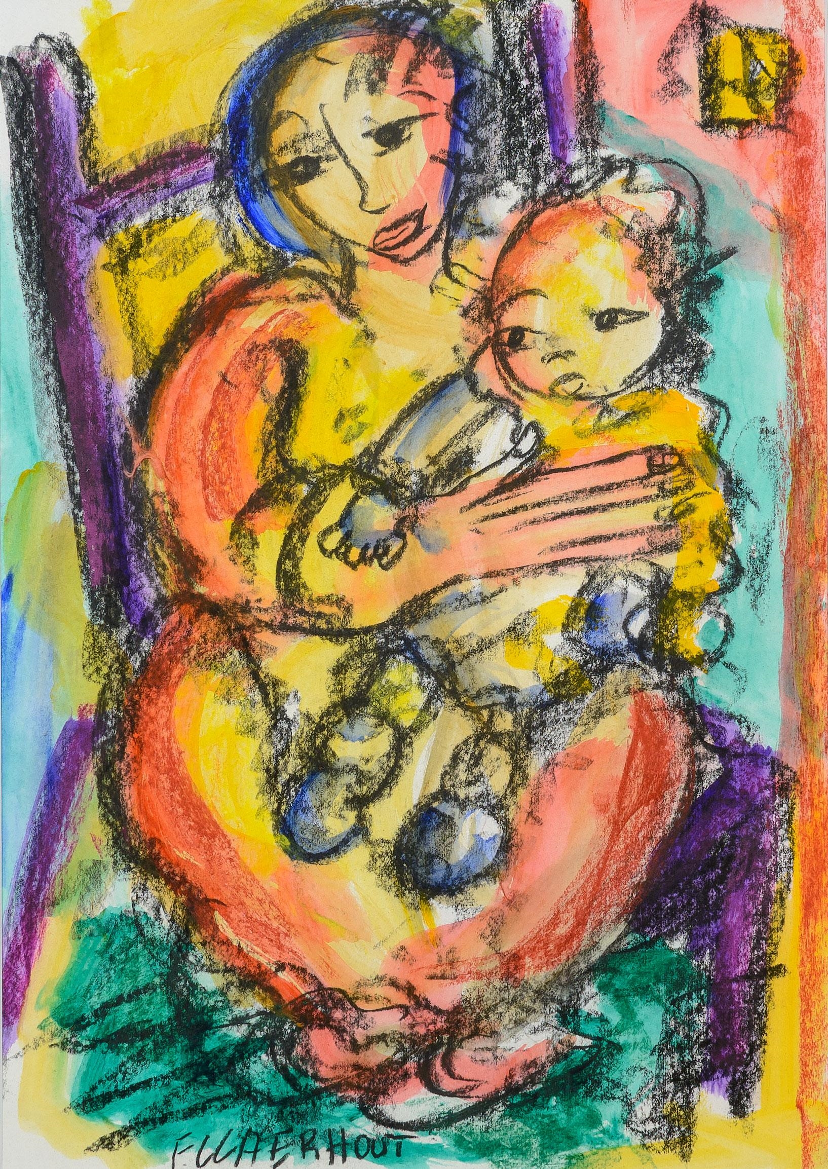 Artwork by Frans Claerhout, Mother & Child, Made of Mixed Media