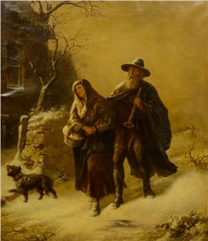 Figures in a Snowy Street Scene - Victor Zeppenfeld