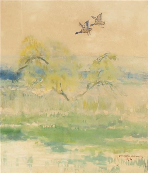 Kaczki nad mokradłami by Stanisław Masłowski, 1920