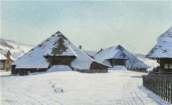 Black Forest hamlet in winter by Karl Hauptmann