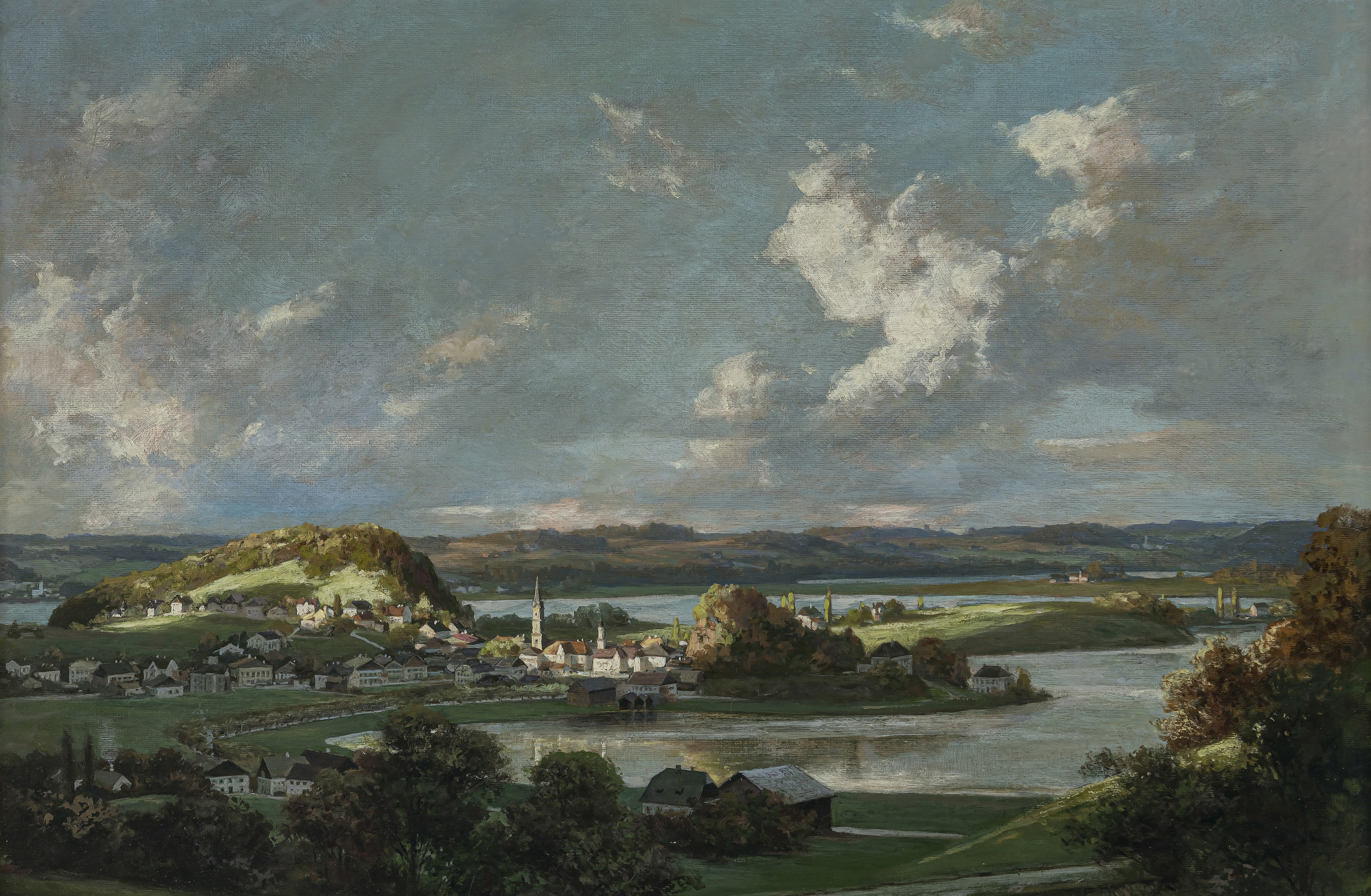 Artwork by Franz Kulstrunk, At the Mattsee in the Salzburg lakeland, Made of Oil on hardboard