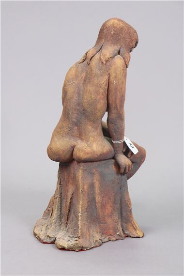 Joan Plint | a nude female figure seated on a draped seat | MutualArt