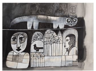 Man, Cat and Bird - Mohamed Abdalla Otaybi