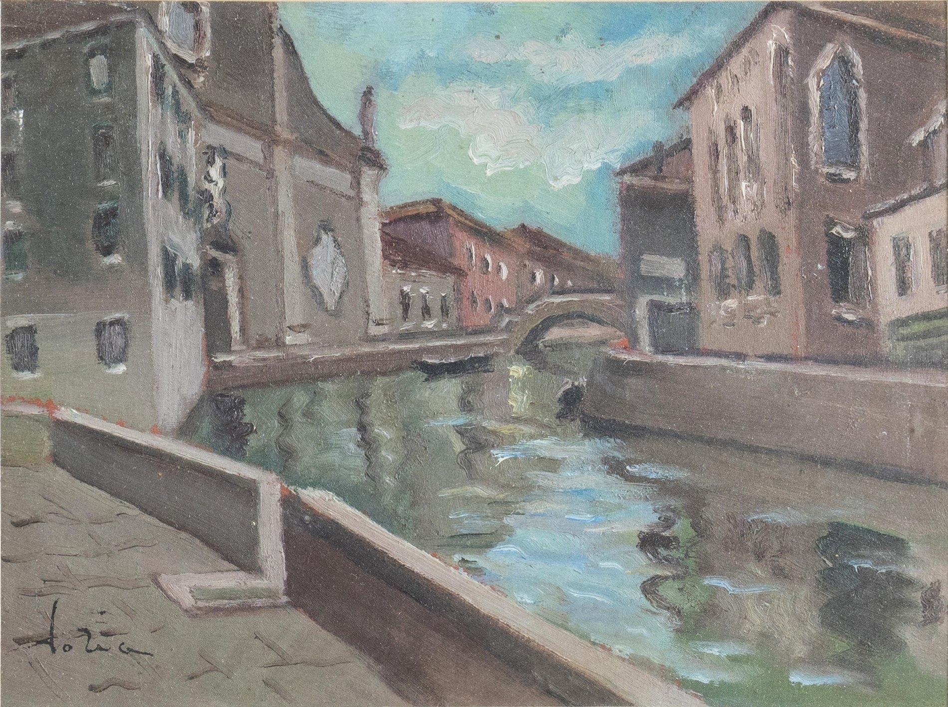 Artwork by Attilio Dorio, Venezia, Made of Olio su cartone