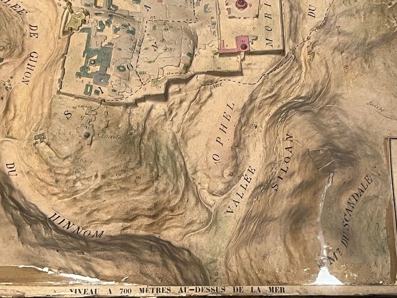 Artwork by V. Guerin, Relief plan of Jerusalem and its surroundings, Made of relief