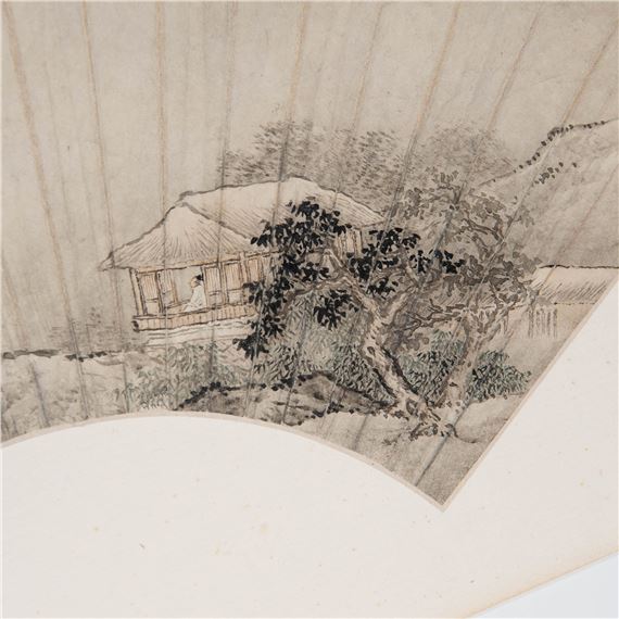 Wang Yun | 王雲水墨賈島詩意扇面A Chinese fan painting with