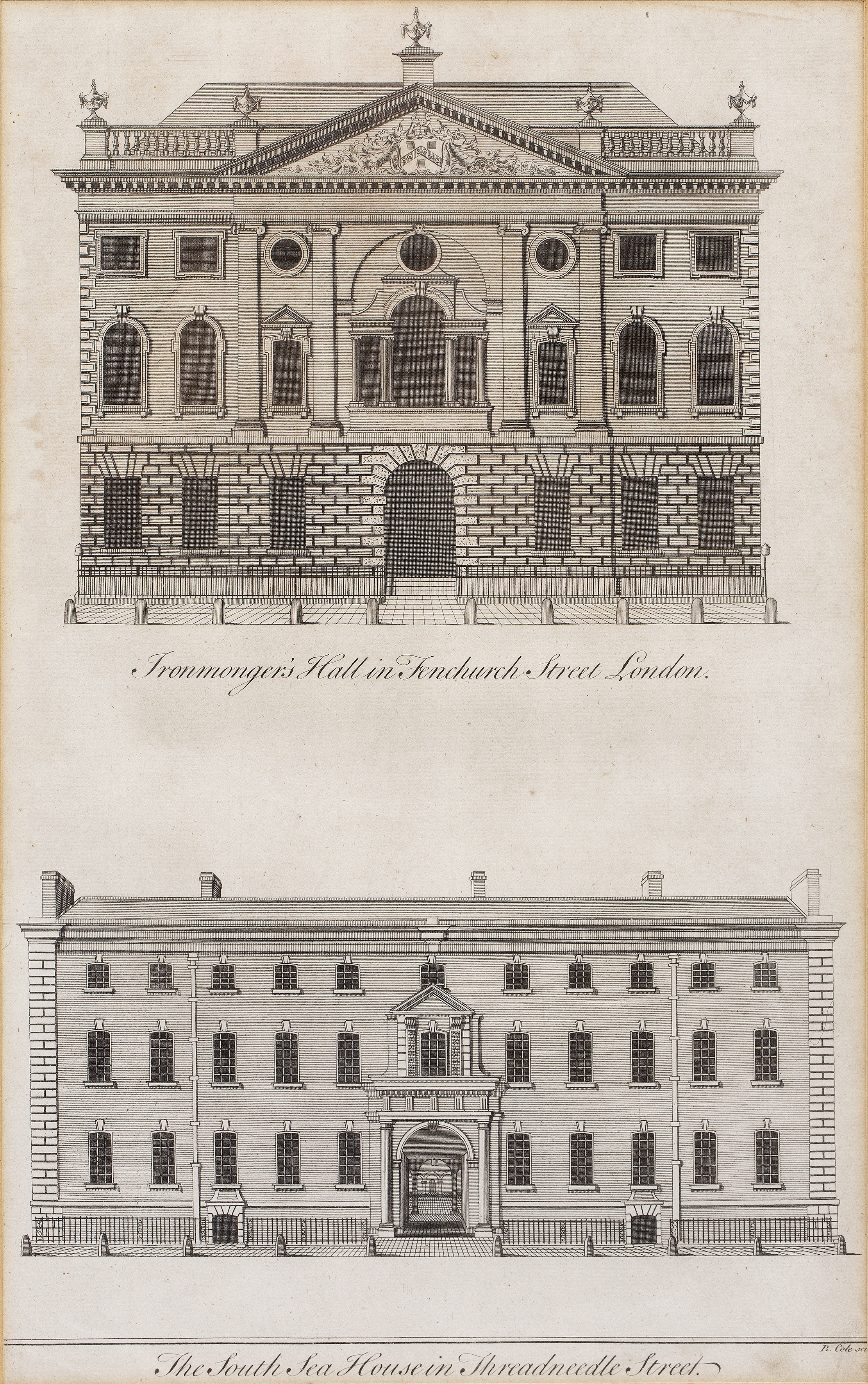 Artwork by Benjamin Cole, Two architectural engravings, Made of engravings