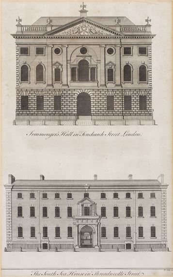 Two architectural engravings by Benjamin Cole